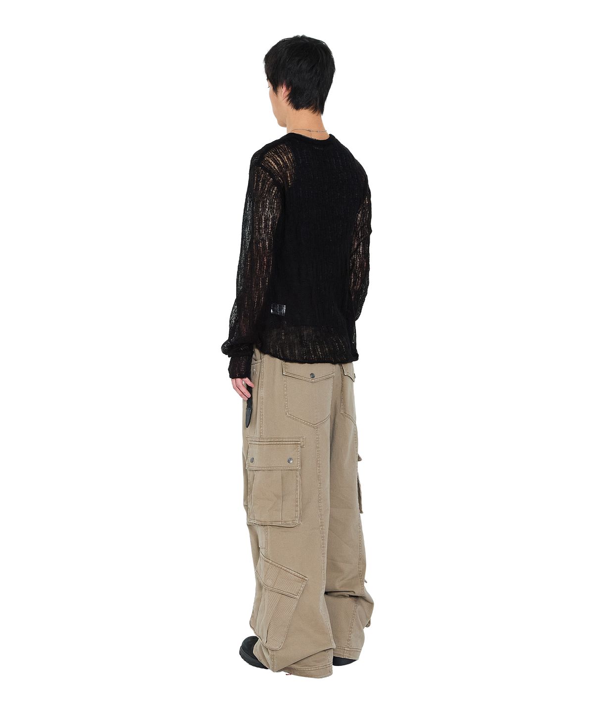 아캄(AAKAM) Knee Pin-Tuck Double Pocket Cargo Pants (Beige)