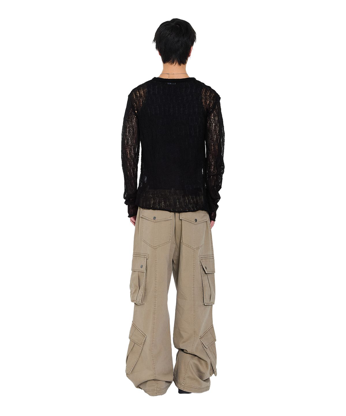 아캄(AAKAM) Knee Pin-Tuck Double Pocket Cargo Pants (Beige)