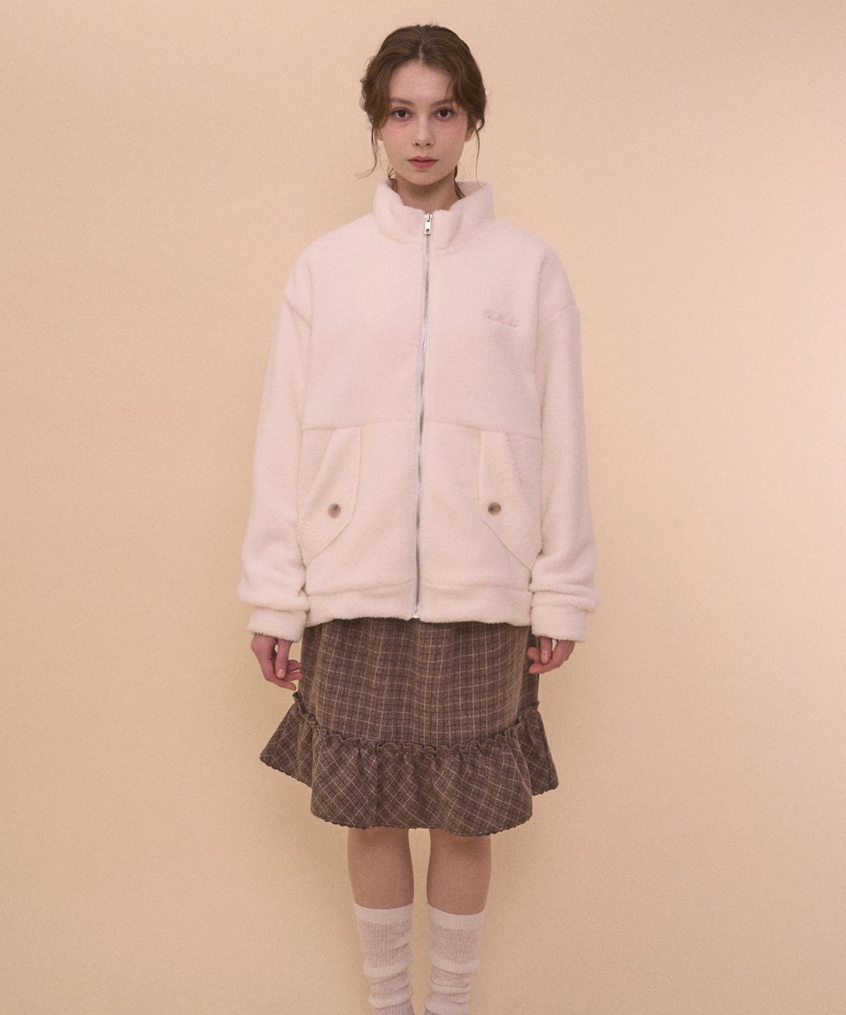 벨리아르(BELLIALEU) TEDDY FLEECE JACKET-IVORY