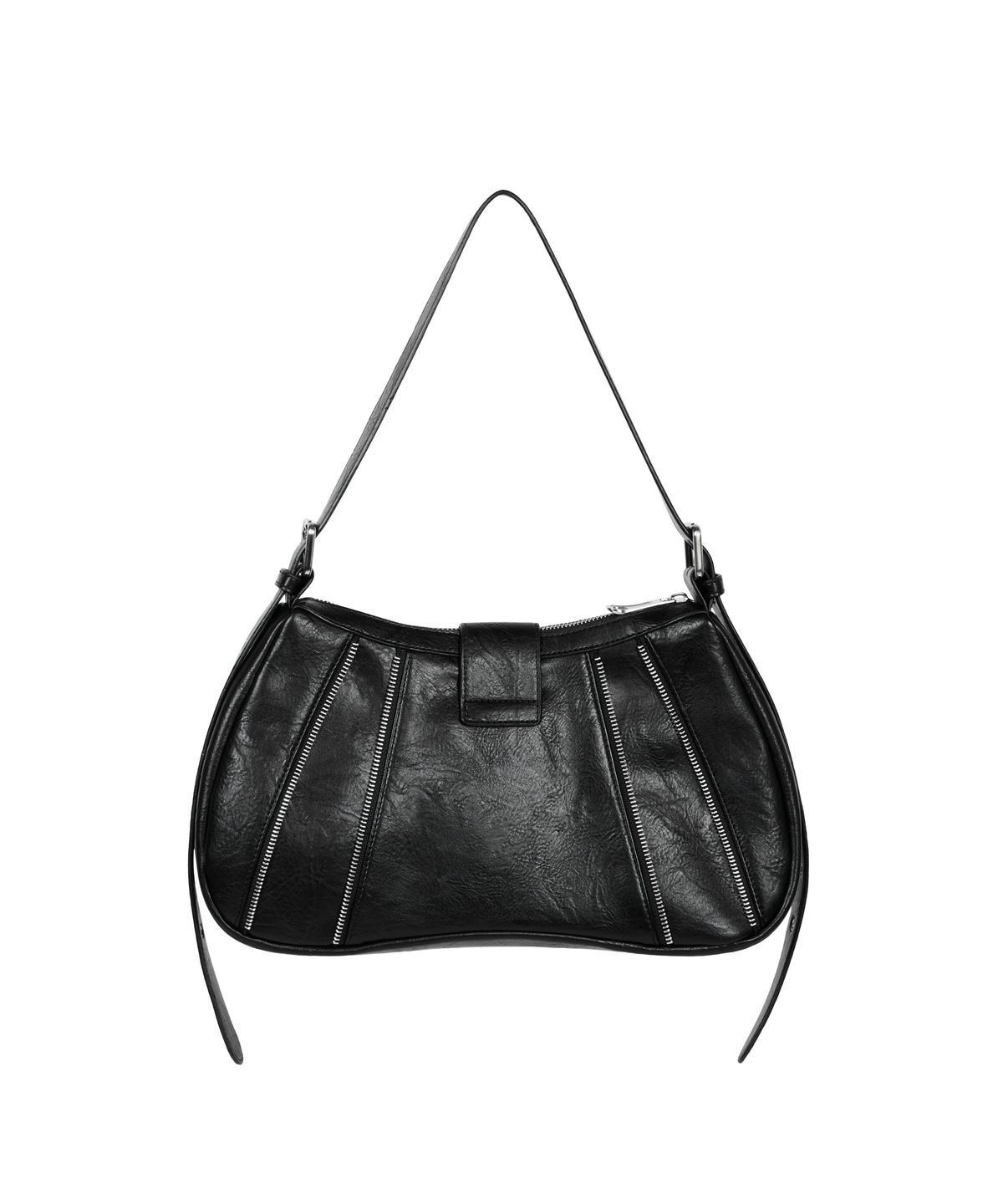 이우가마카라스(IUGAMAKARAS) Zippered Buckle Hobo Bag (Black)