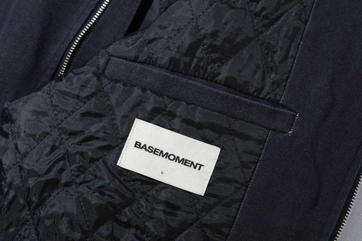 베이스모먼트(BASEMOMENT) 피그먼트 패디드 크롭 워크자켓 네이비