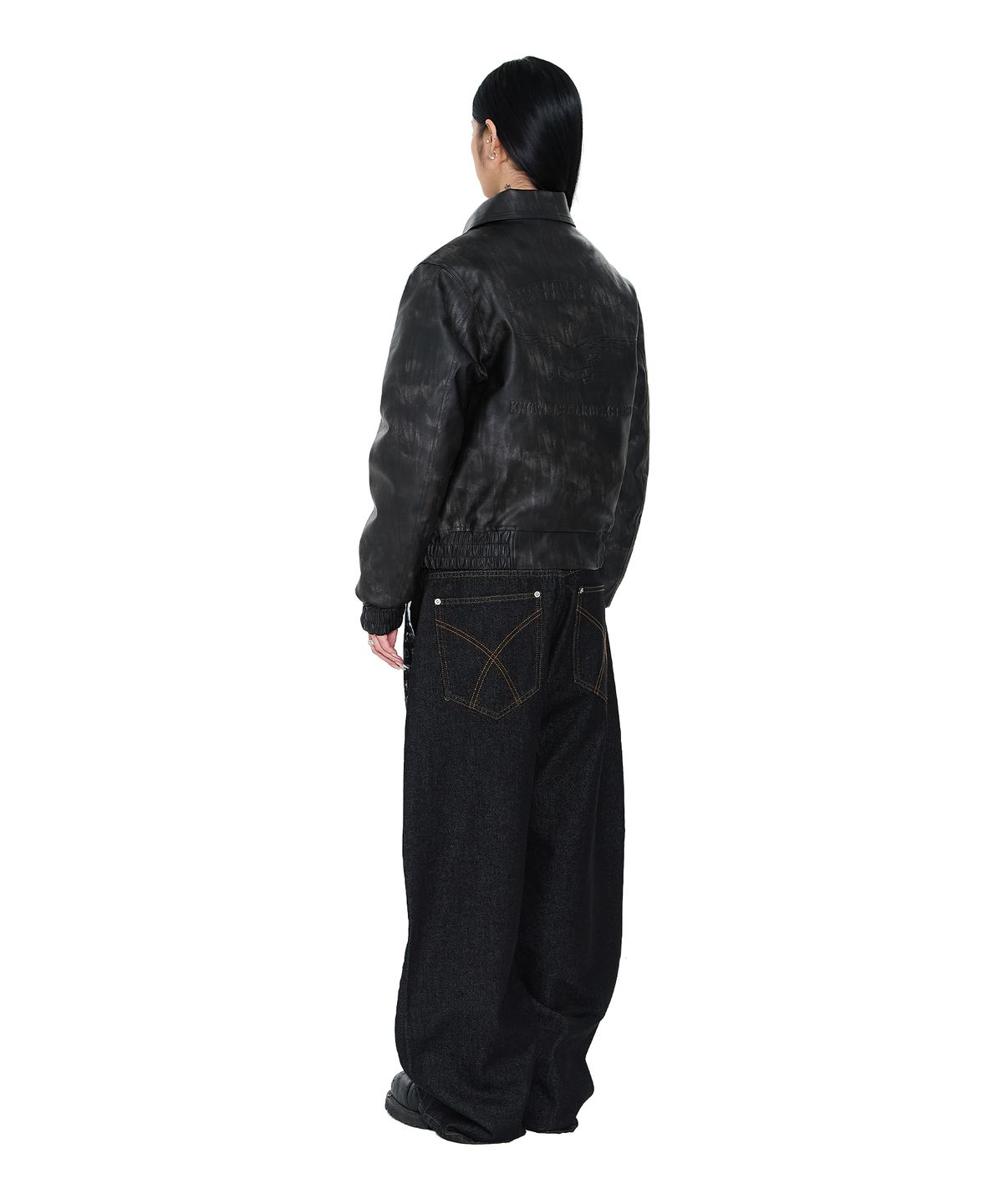 아캄(AAKAM) Embossing Leather Jacket (Black)