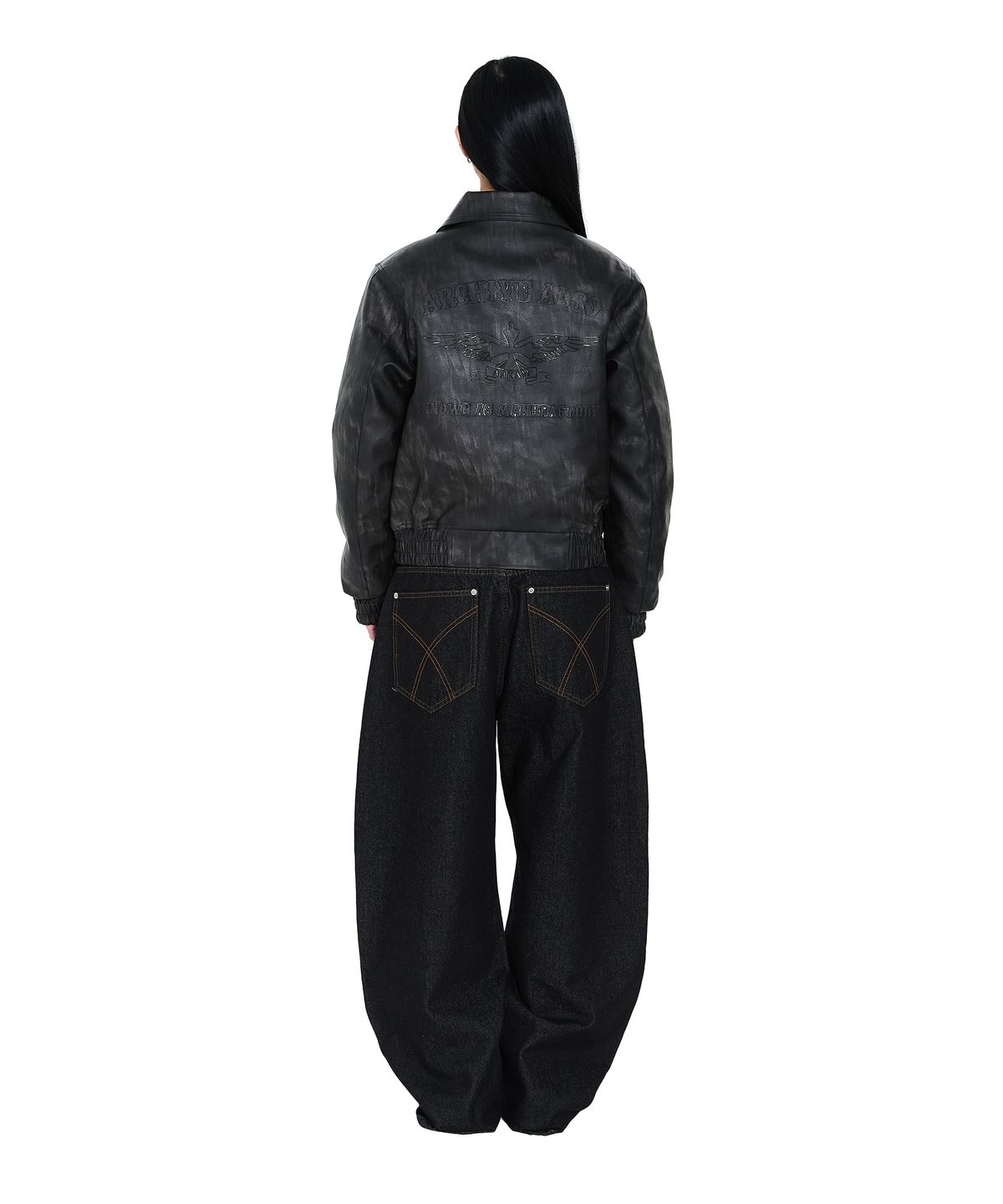 아캄(AAKAM) Embossing Leather Jacket (Black)
