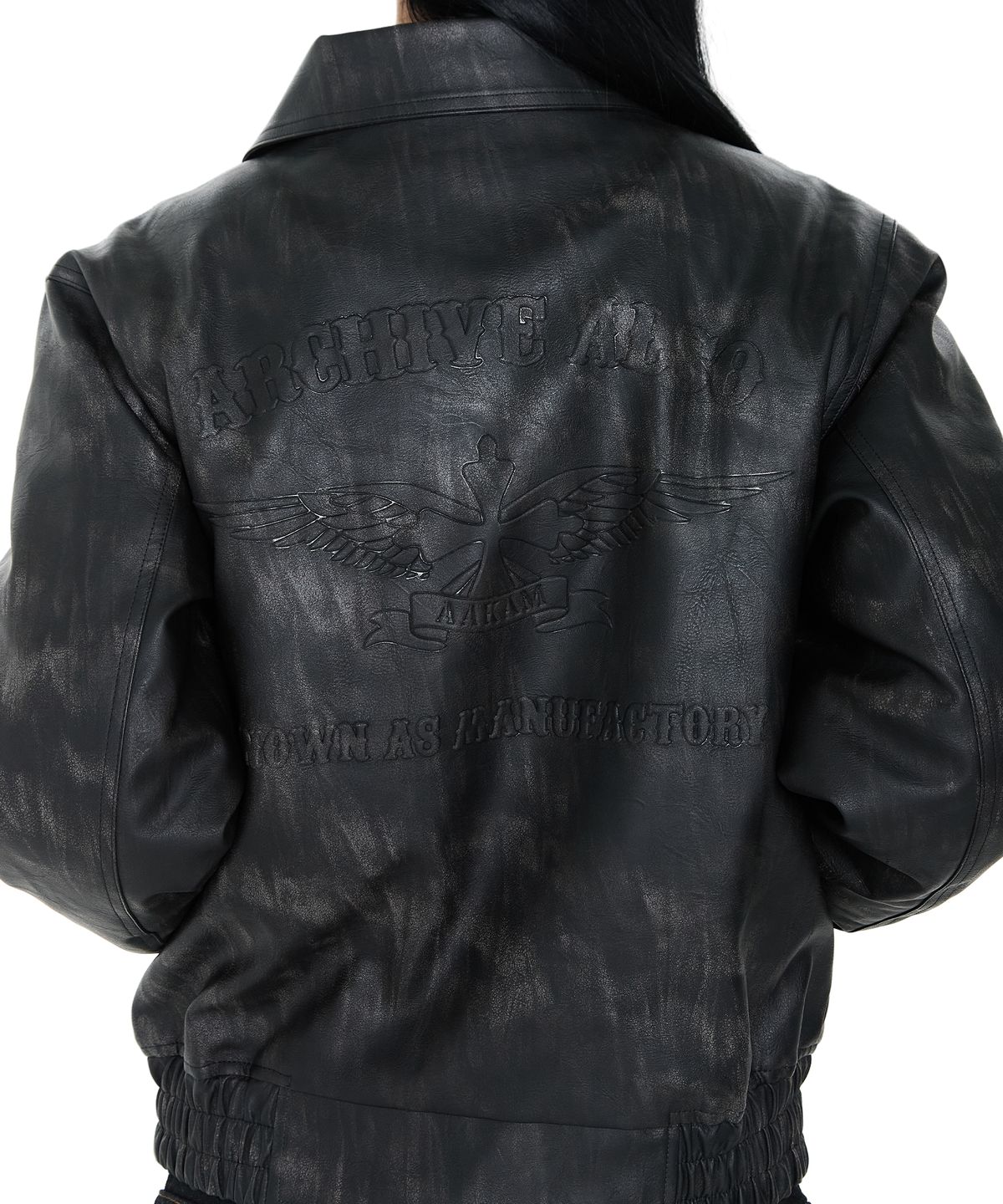 아캄(AAKAM) Embossing Leather Jacket (Black)