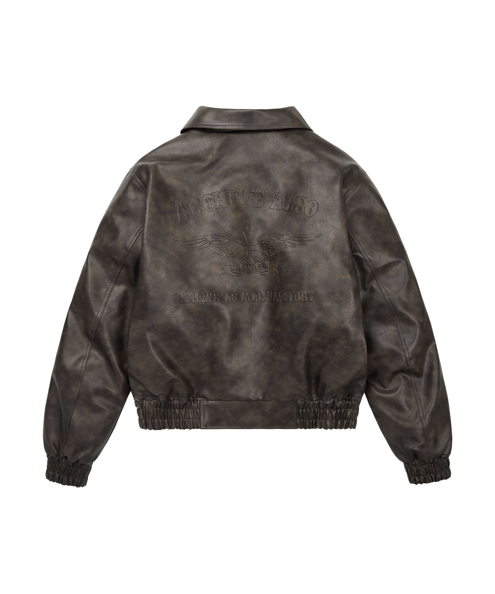 MUSINSA公式 | AAKAM Embossing Leather Jacket (Dark Brown)