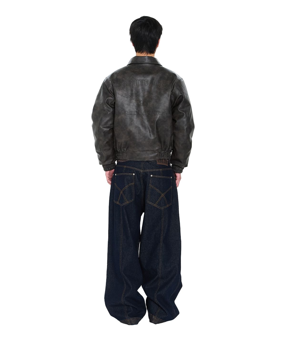 아캄(AAKAM) Embossing Leather Jacket (Dark Brown)