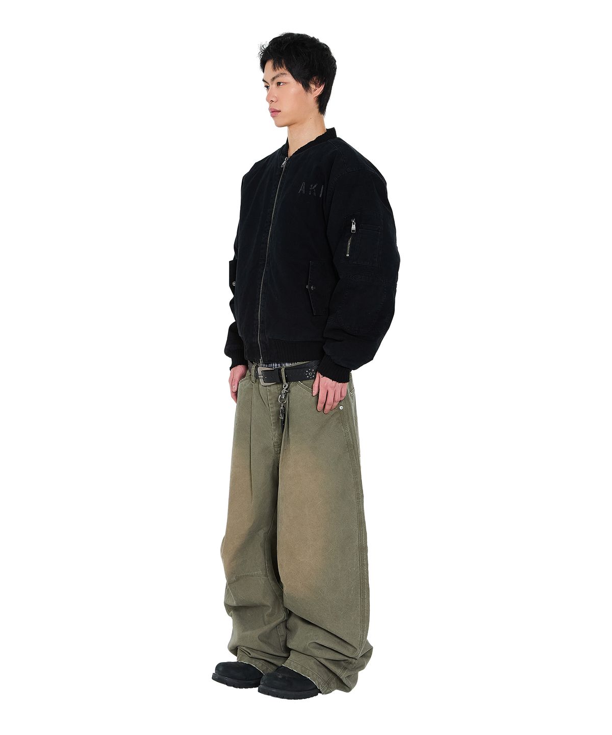 아캄(AAKAM) Distressed Cotton MA-1 Jacket (Black)