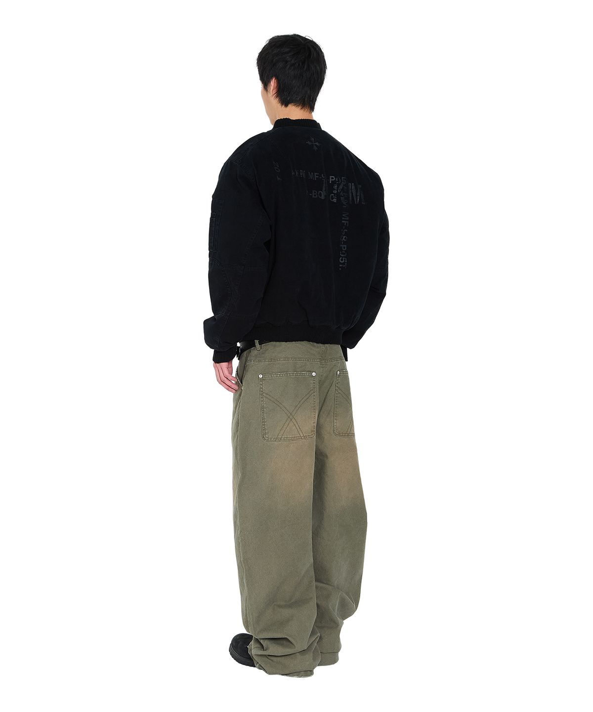 아캄(AAKAM) Distressed Cotton MA-1 Jacket (Black)