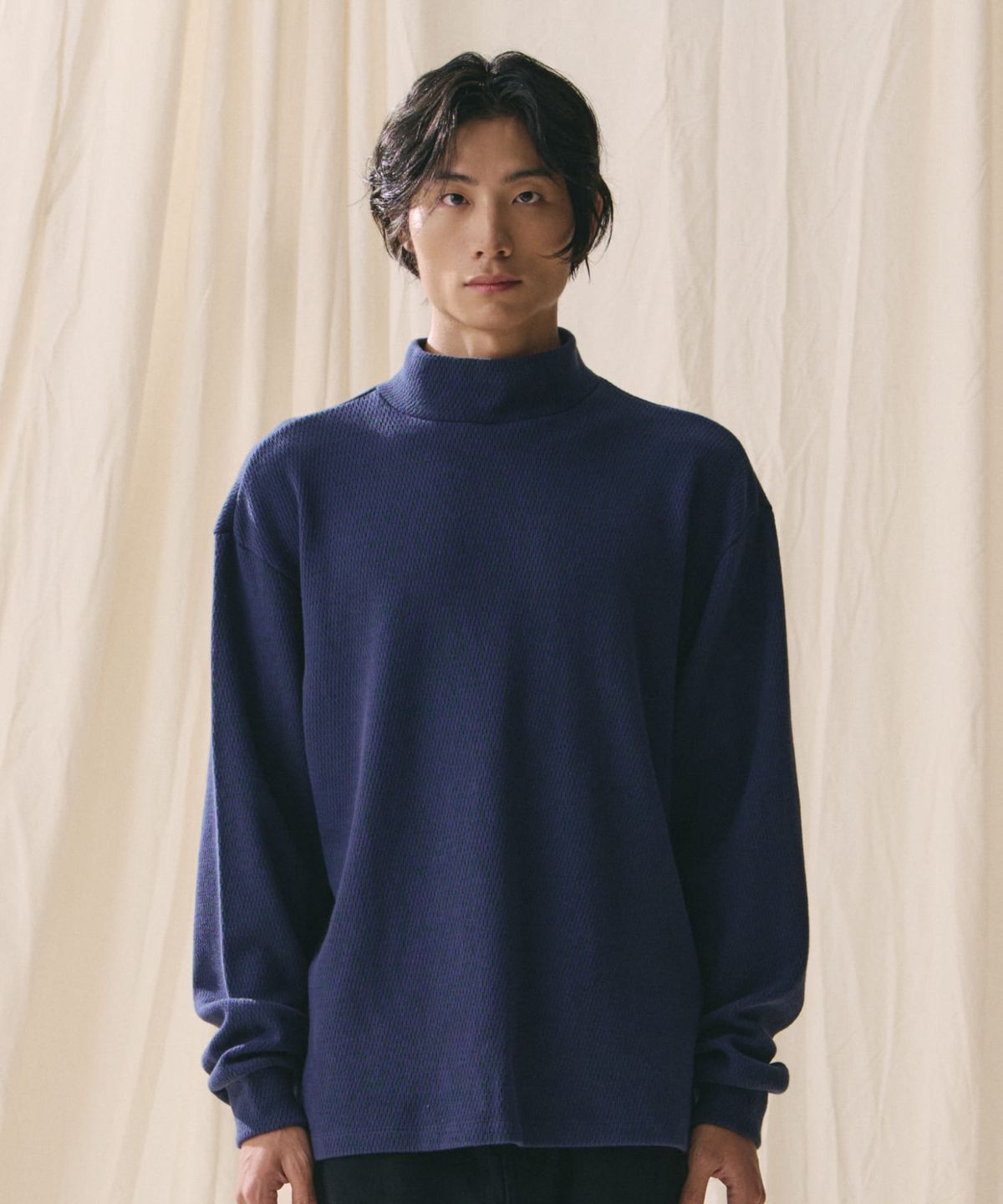 유니버셜 오버롤(UNIVERSAL OVERALL) U.O X SLICK AND EASY WAFFLE JOBS TEE NAVY