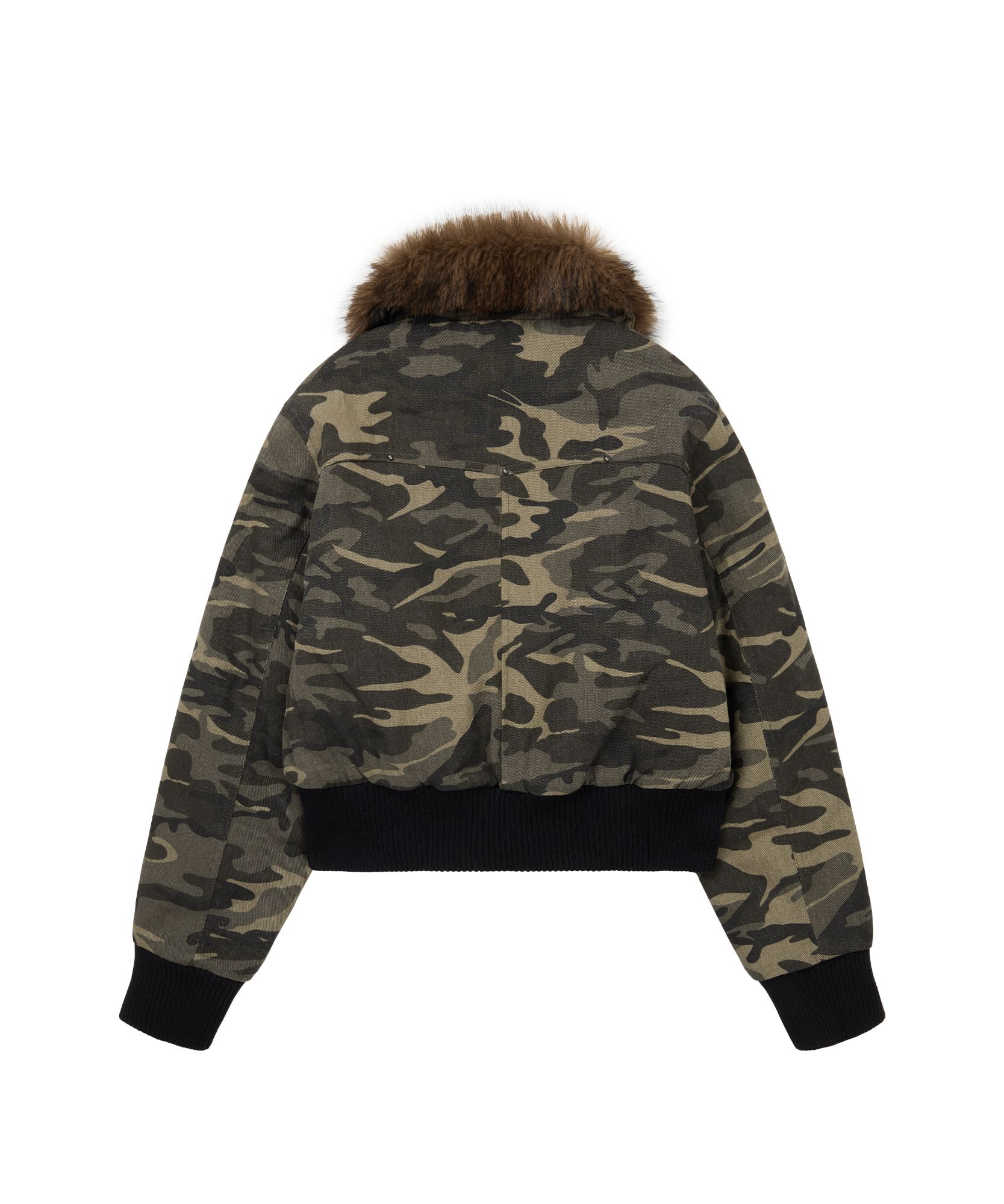 MUSINSA公式 | AAKAM Studded High Neck Fur Jacket (Camo)