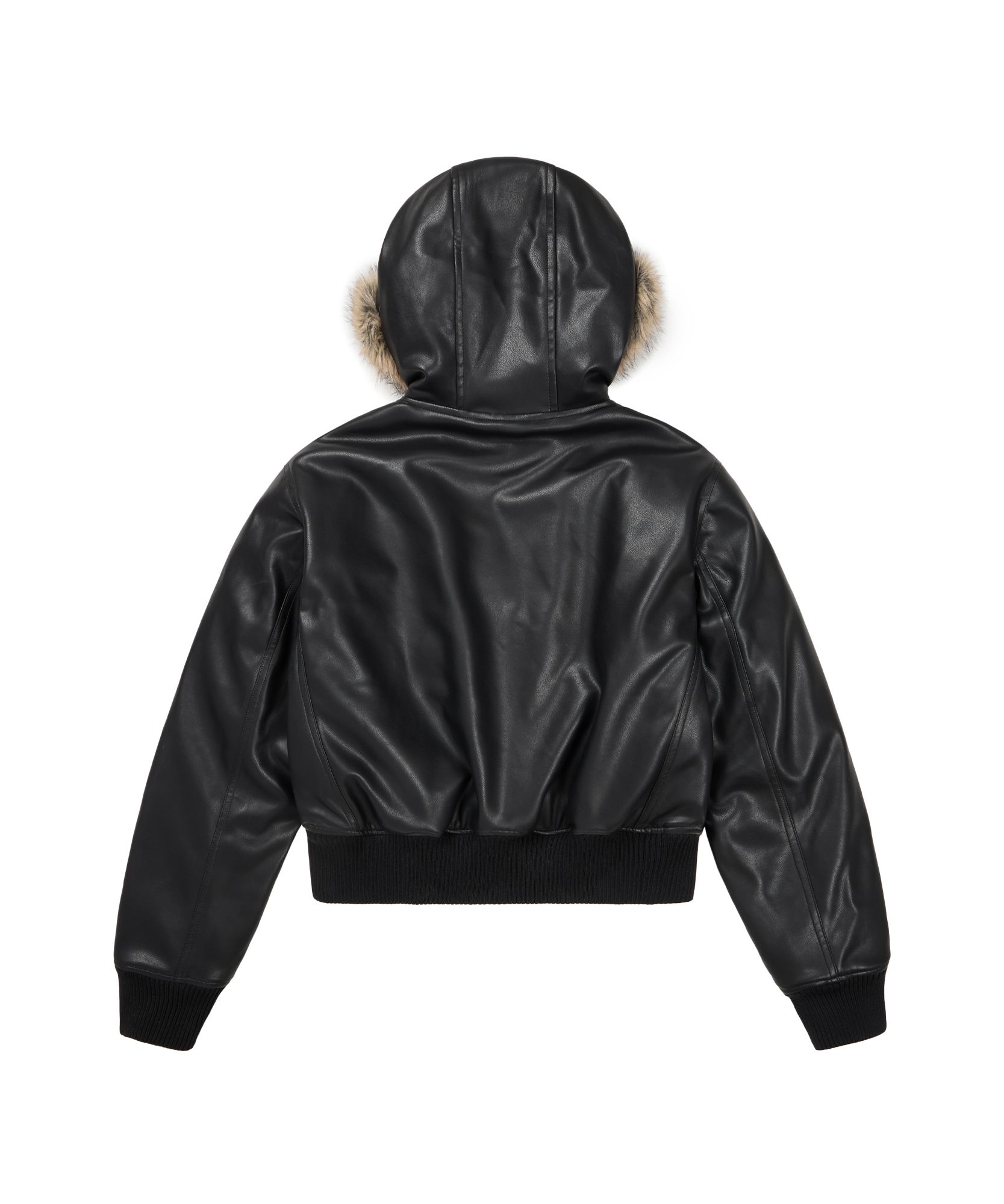MUSINSA公式 | AAKAM Hooded Fur Leather Jacket (Black)