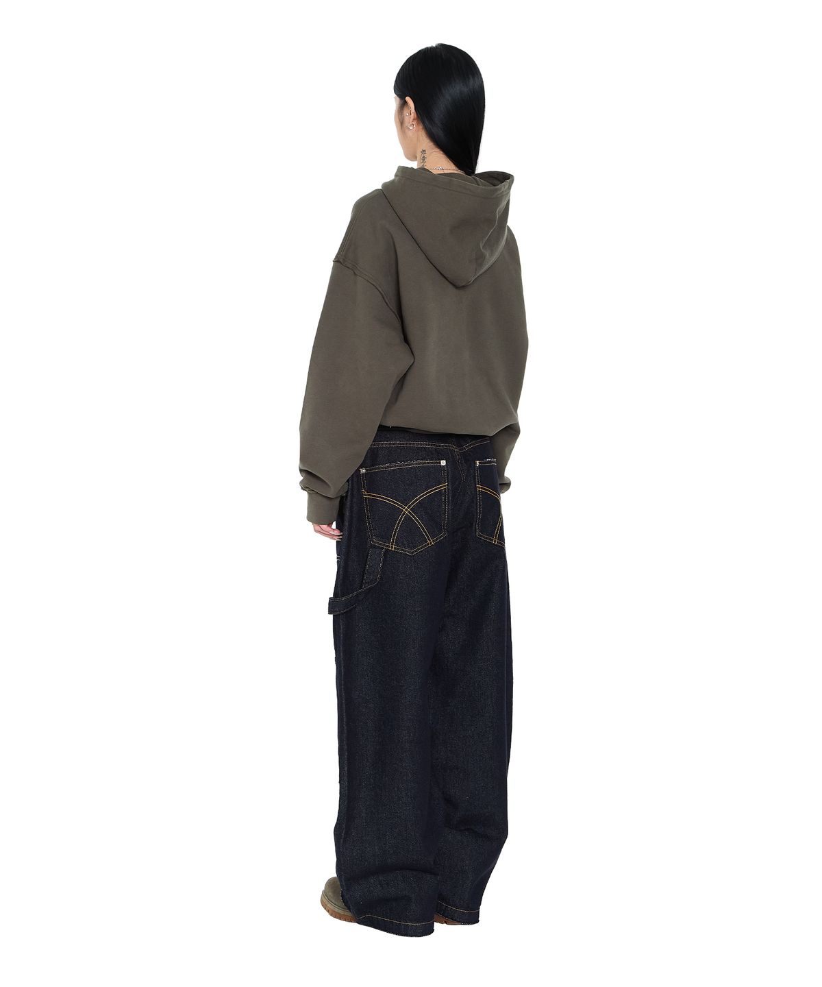아캄(AAKAM) Buttoned Patch Hoodie (Khaki)