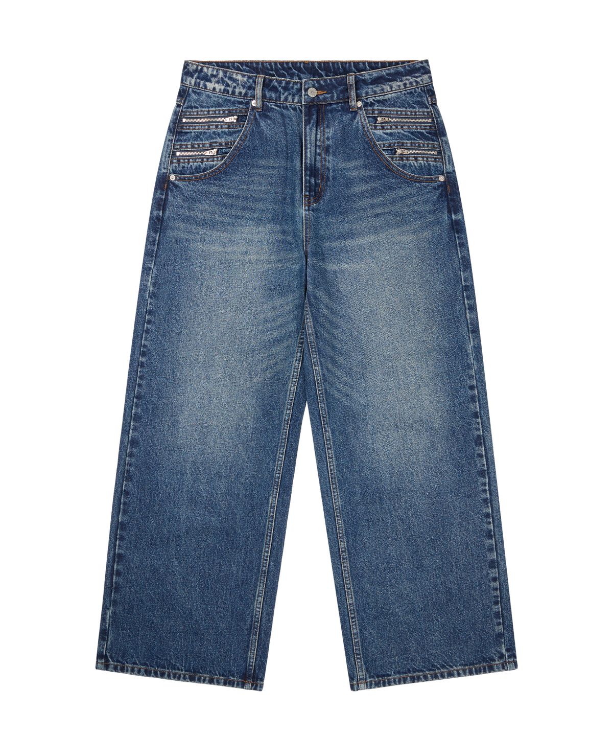 아캄(AAKAM) Double Zippered Denim Pants (Blue)