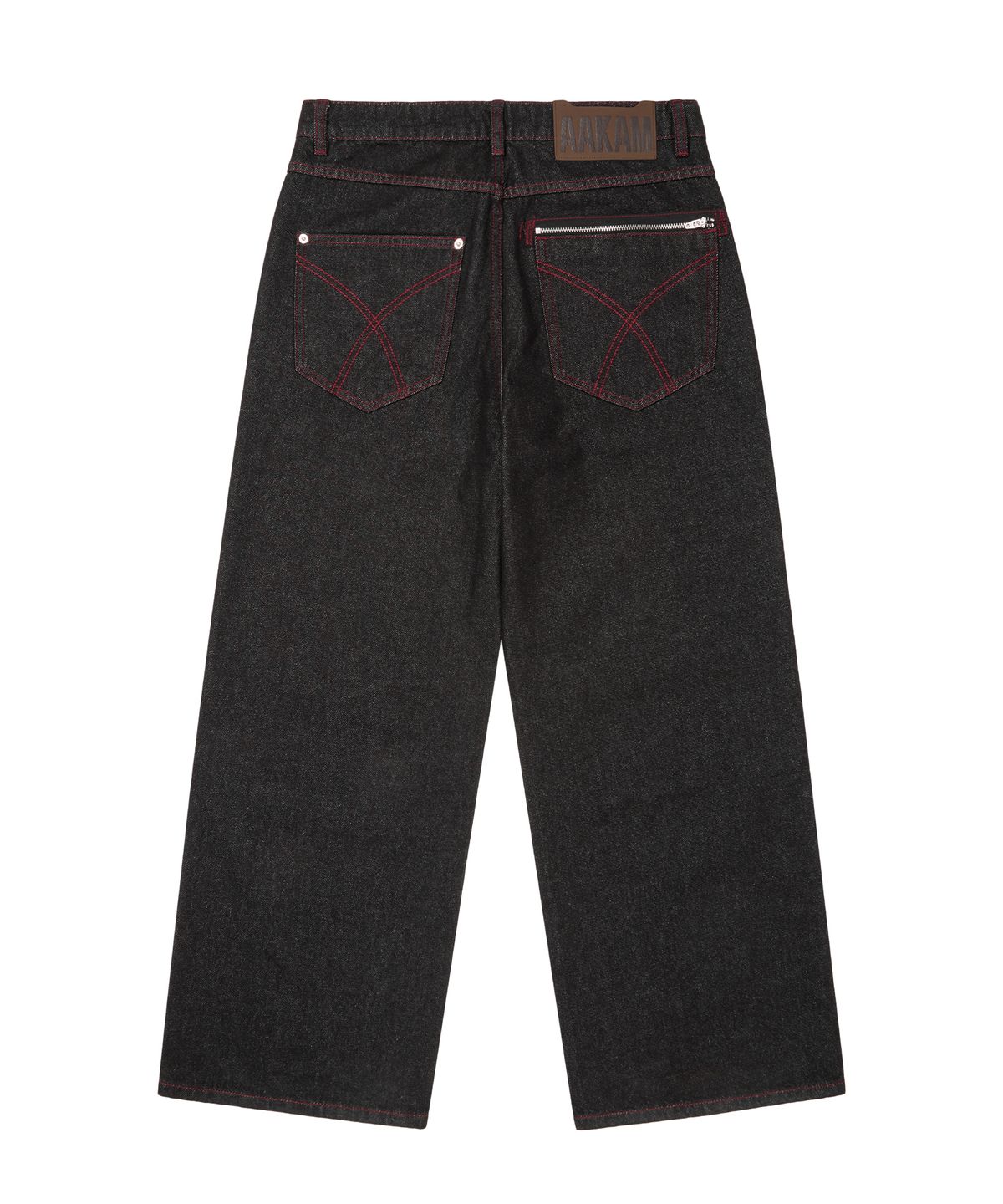 아캄(AAKAM) Double Zippered Denim Pants (Black)