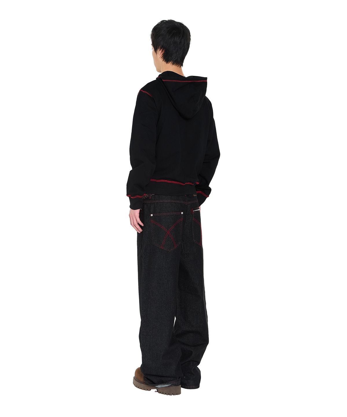 아캄(AAKAM) Double Zippered Denim Pants (Black)