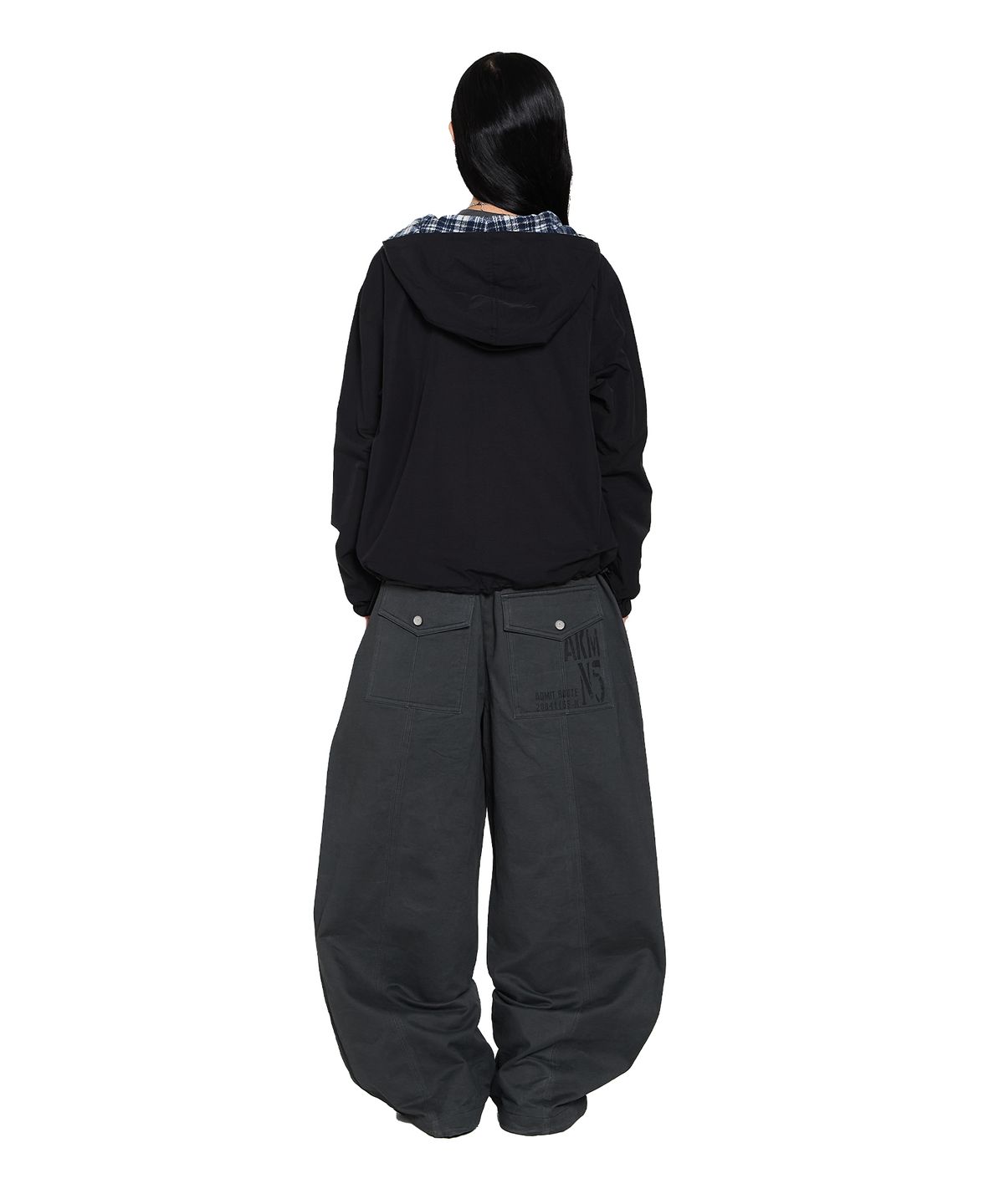 아캄(AAKAM) Reversible Check Hooded Jacket (Black)