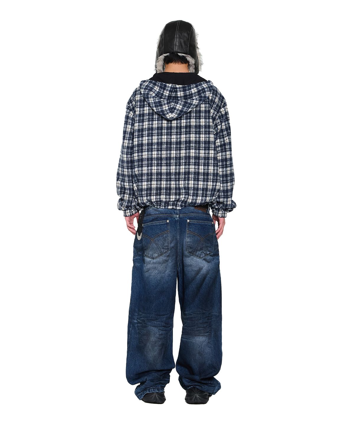 아캄(AAKAM) Reversible Check Hooded Jacket (Black)
