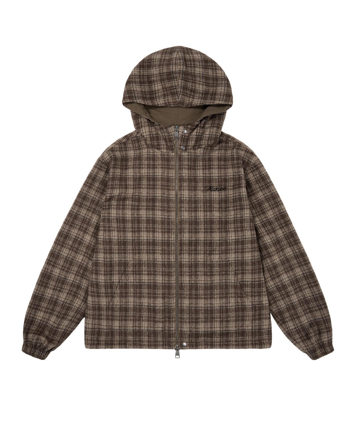 아캄(AAKAM) Reversible Check Hooded Jacket (Brown)