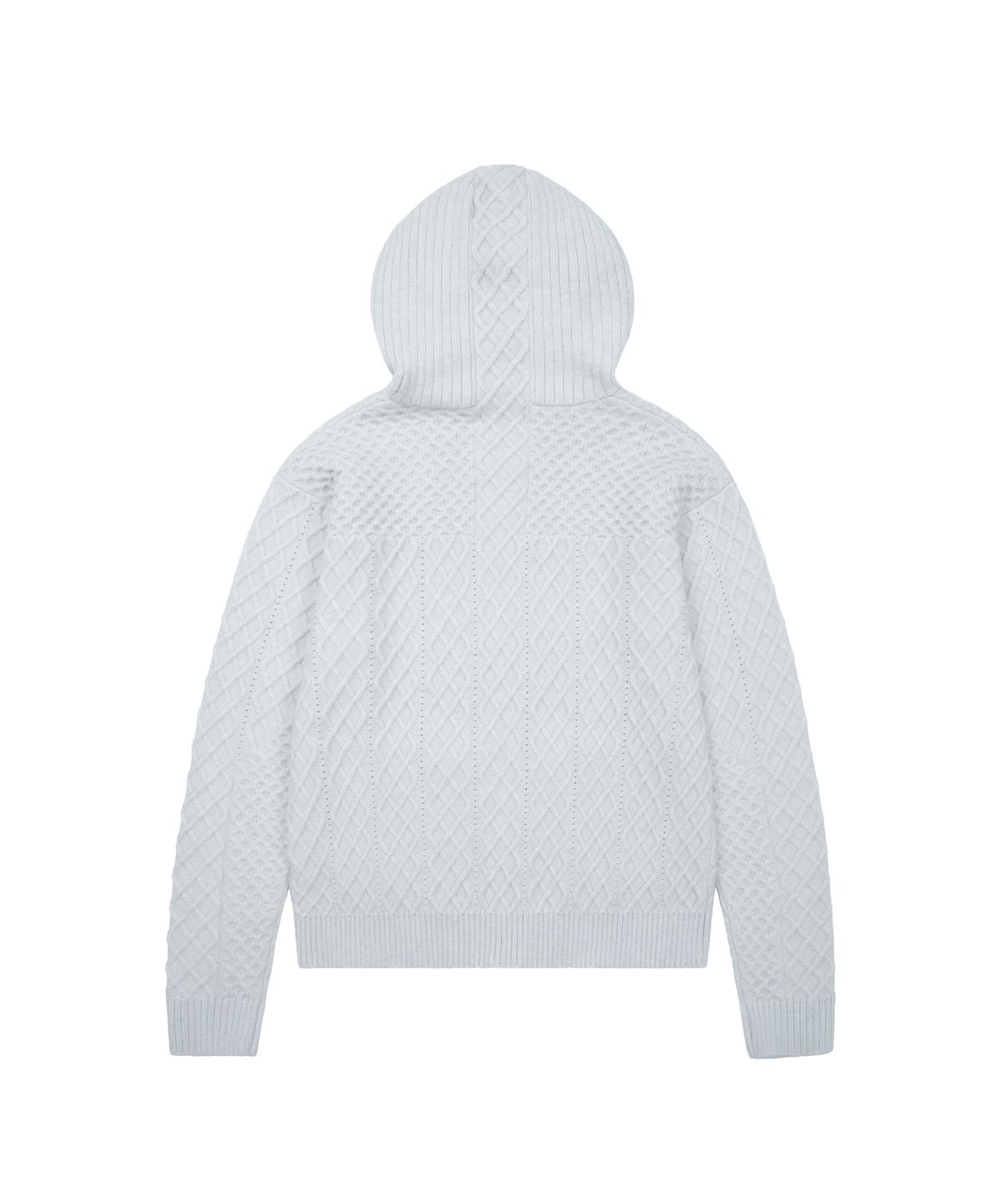 아캄(AAKAM) Cable Knitted Zip-Up Hoodie (Gray)