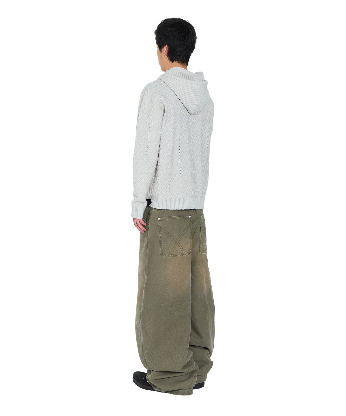 아캄(AAKAM) Cable Knitted Zip-Up Hoodie (Gray)