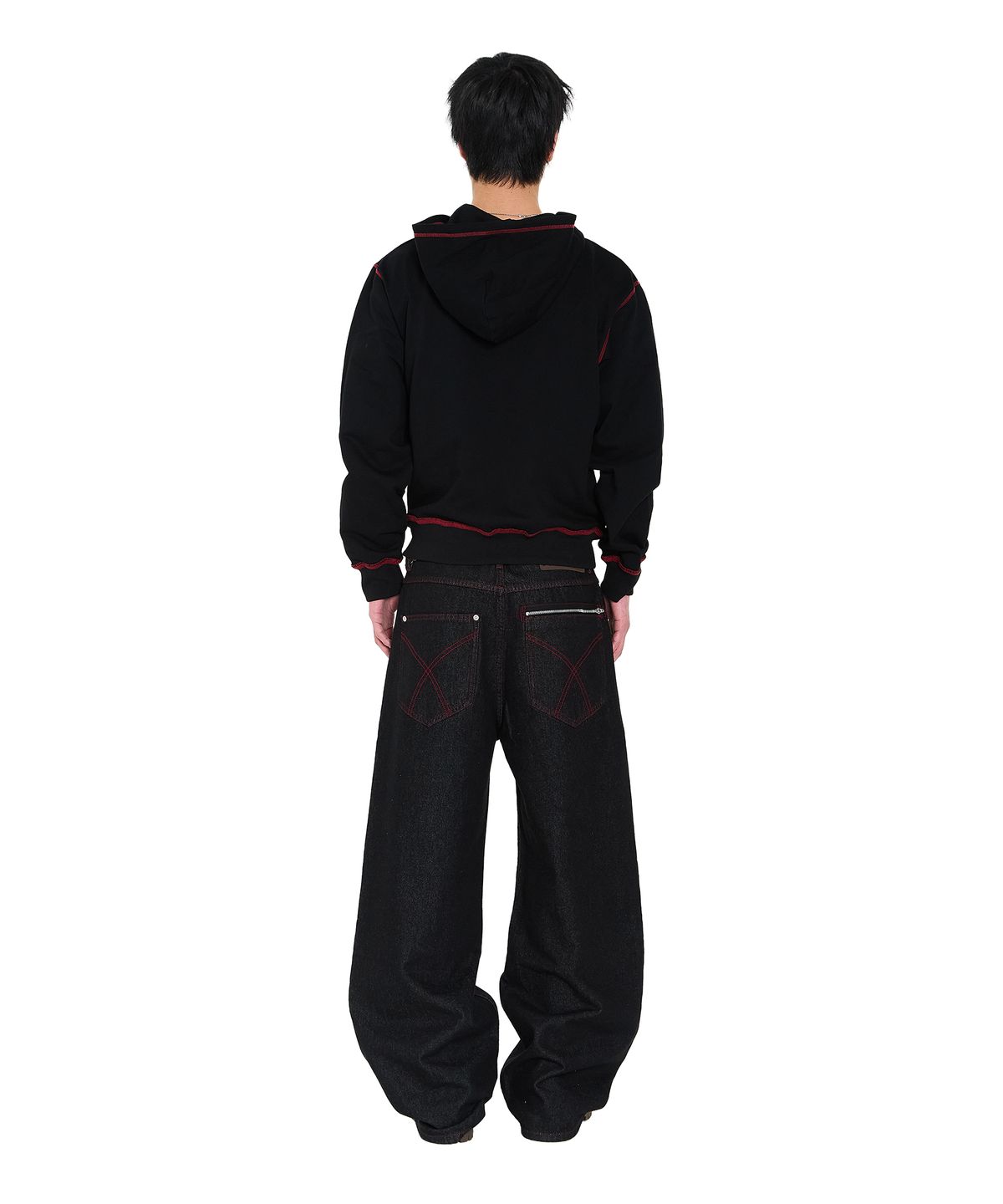 아캄(AAKAM) Oblique Zippered Cotton Zip-Up (Black)