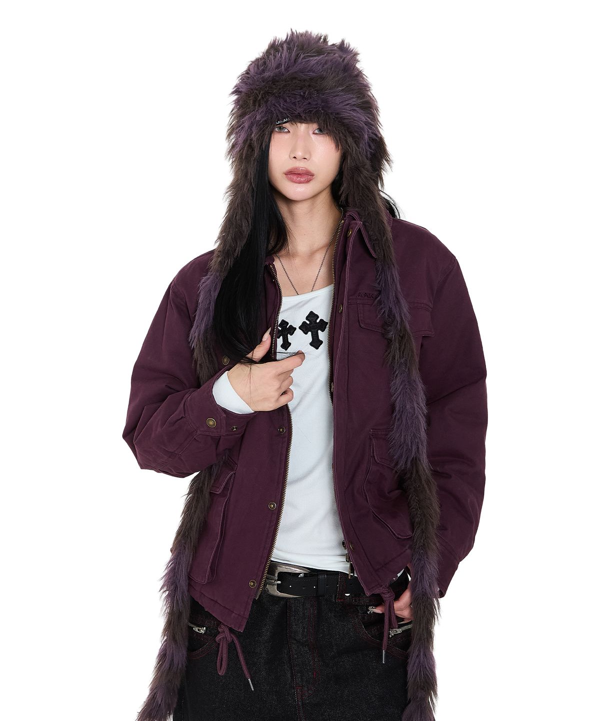 아캄(AAKAM) Hairy Puppy Hat (Purple)