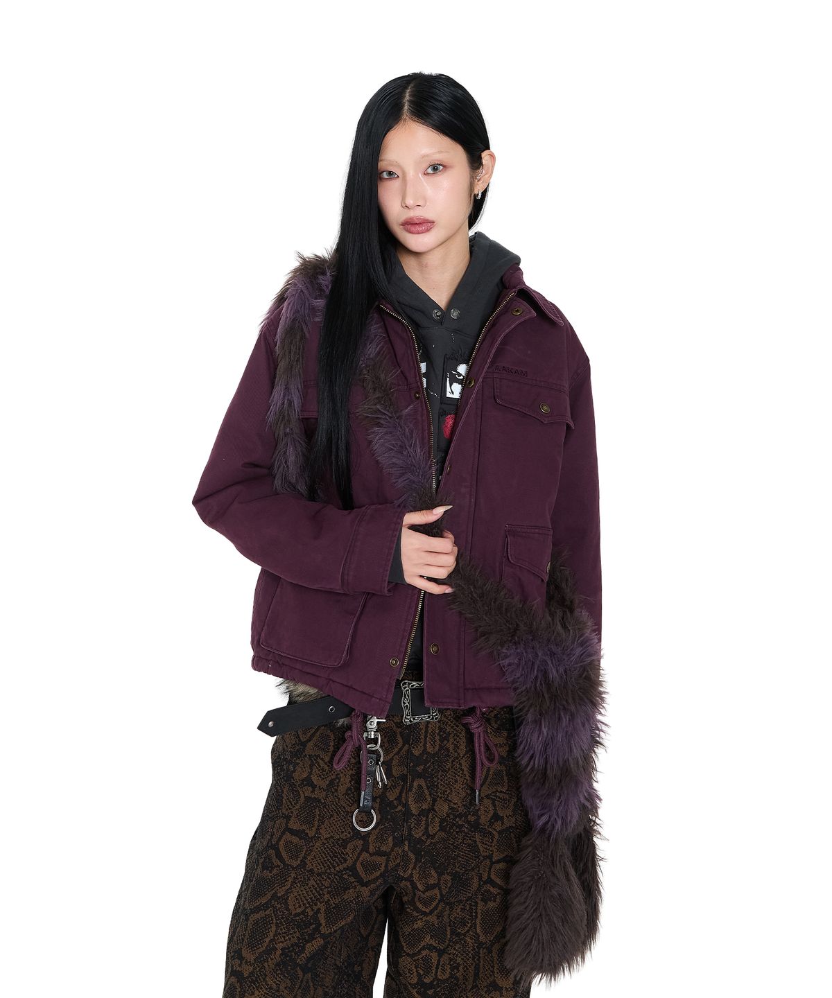아캄(AAKAM) Hairy Puppy Hat (Purple)