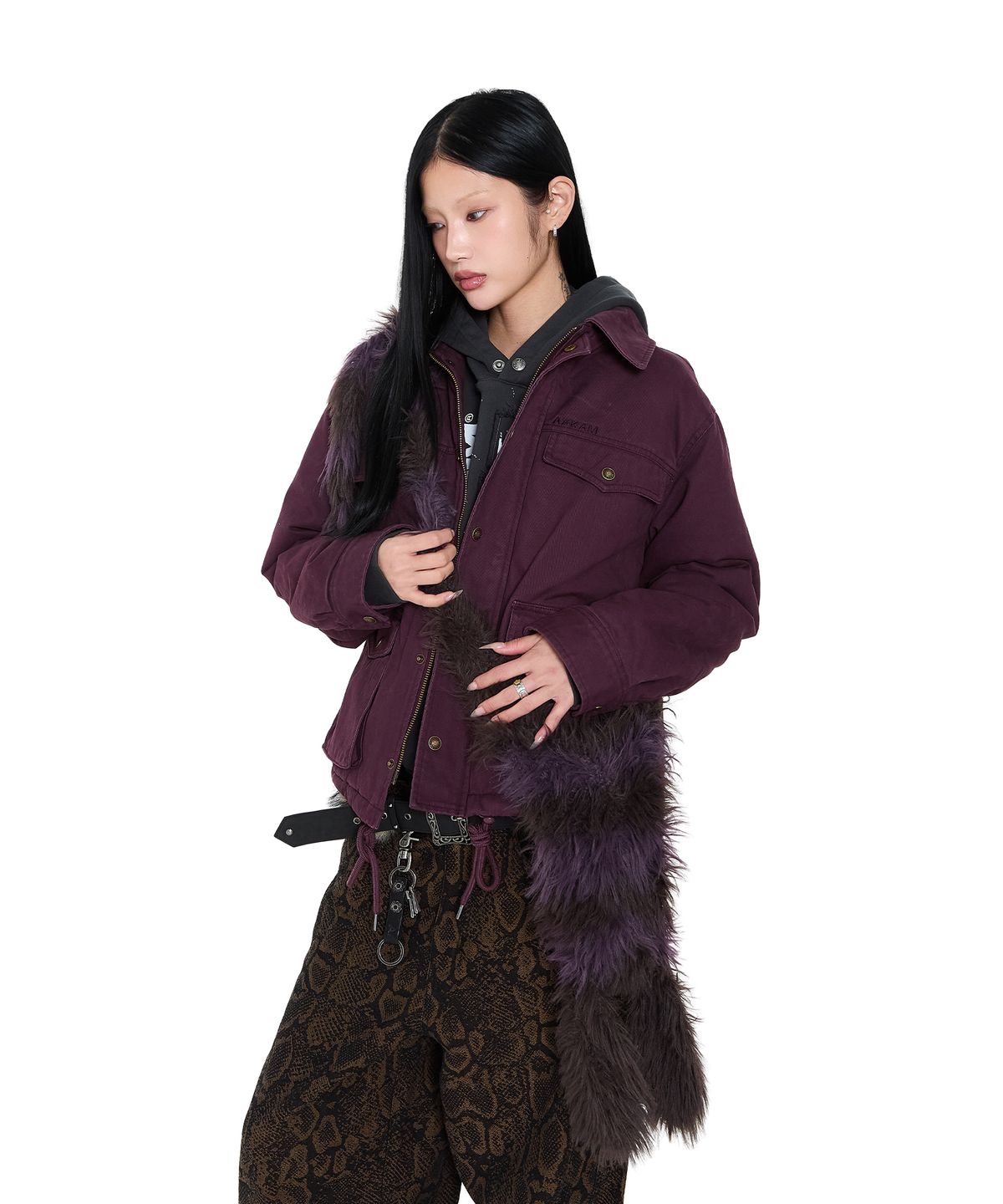 아캄(AAKAM) Hairy Puppy Hat (Purple)