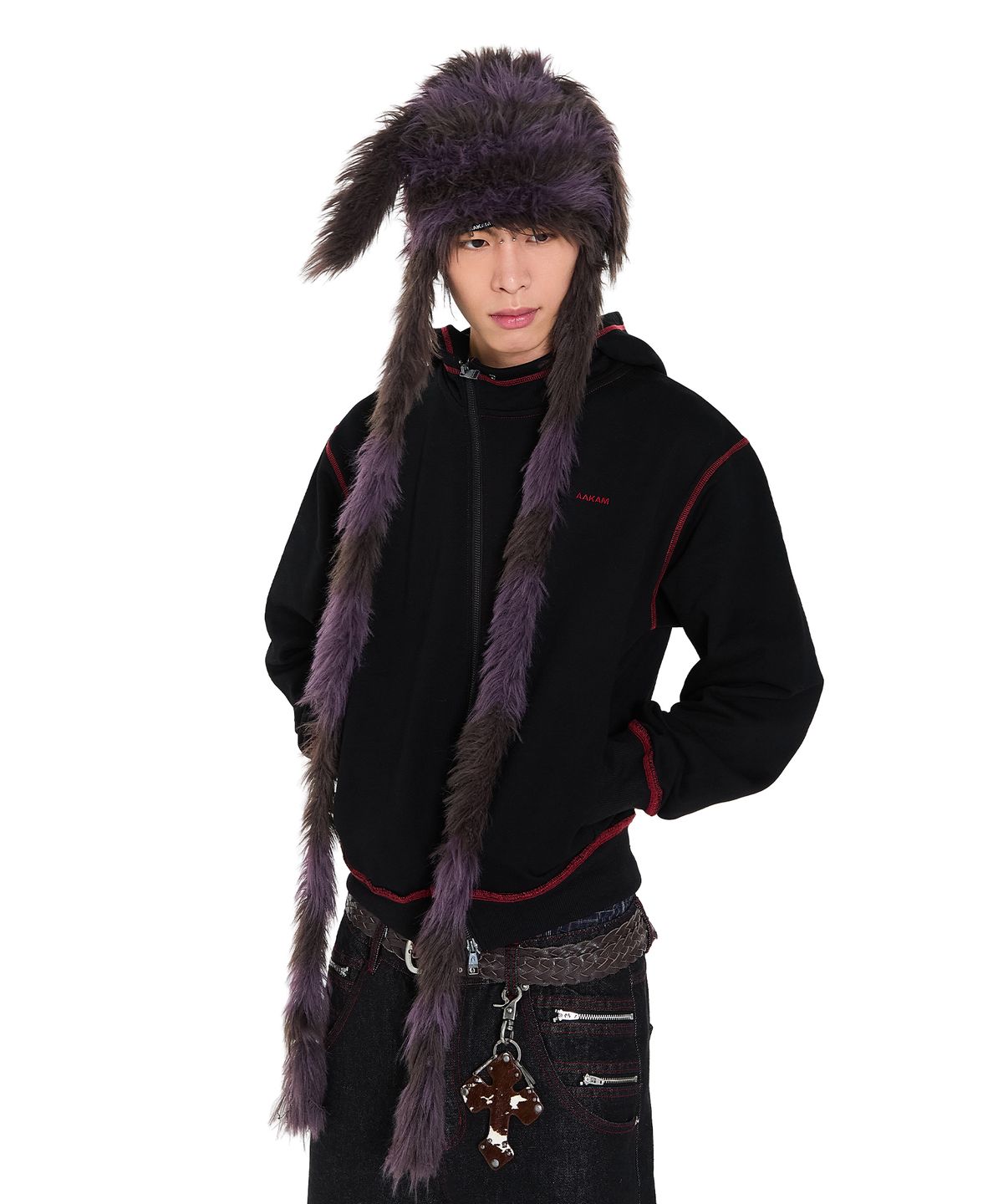 아캄(AAKAM) Hairy Puppy Hat (Purple)