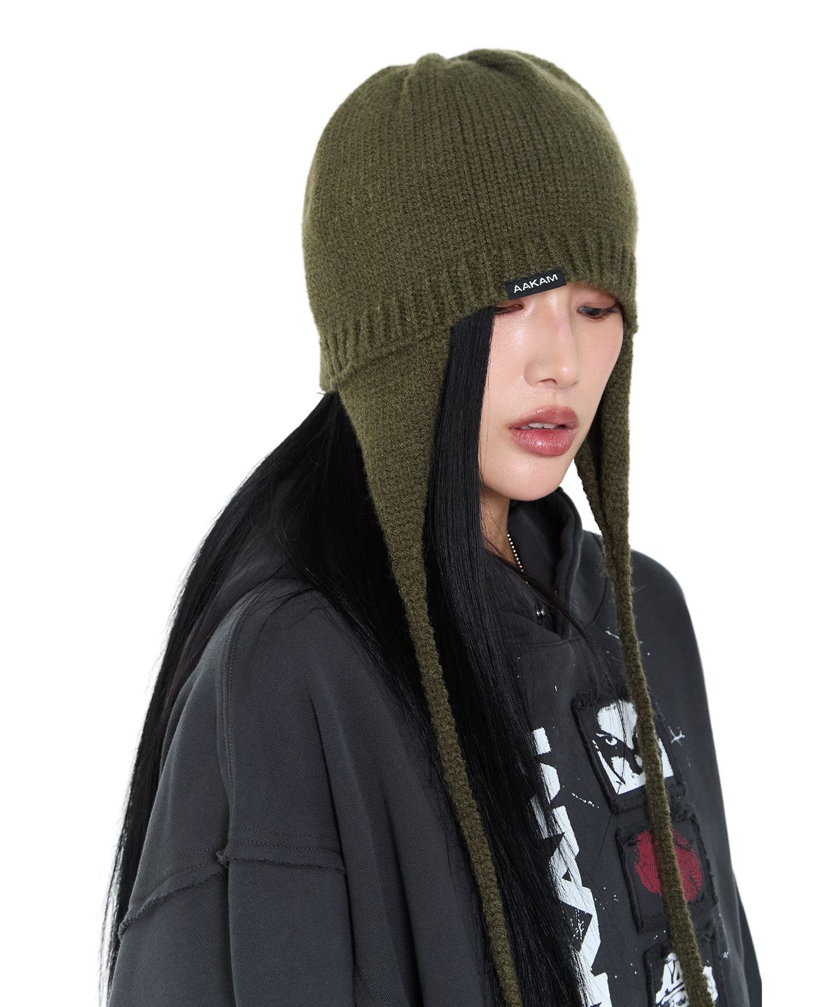 아캄(AAKAM) Knitted Earflap Beanie (Khaki)