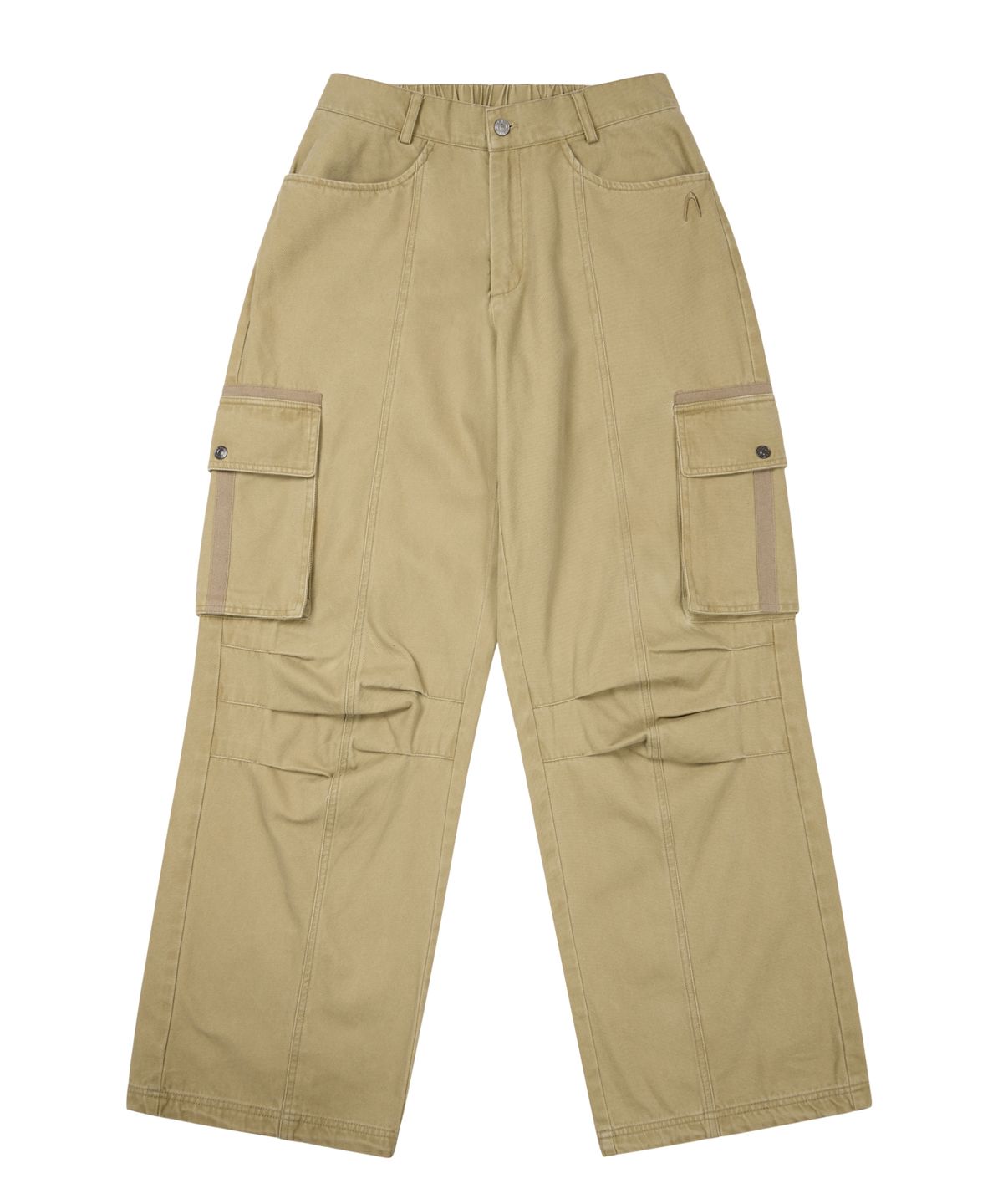 아캄(AAKAM) Knee Pin-Tuck Taped Cargo Pants (Beige)