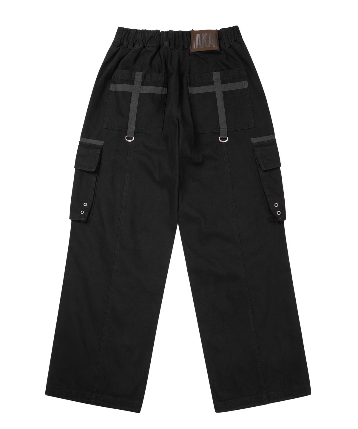 아캄(AAKAM) Knee Pin-Tuck Taped Cargo Pants (Black)