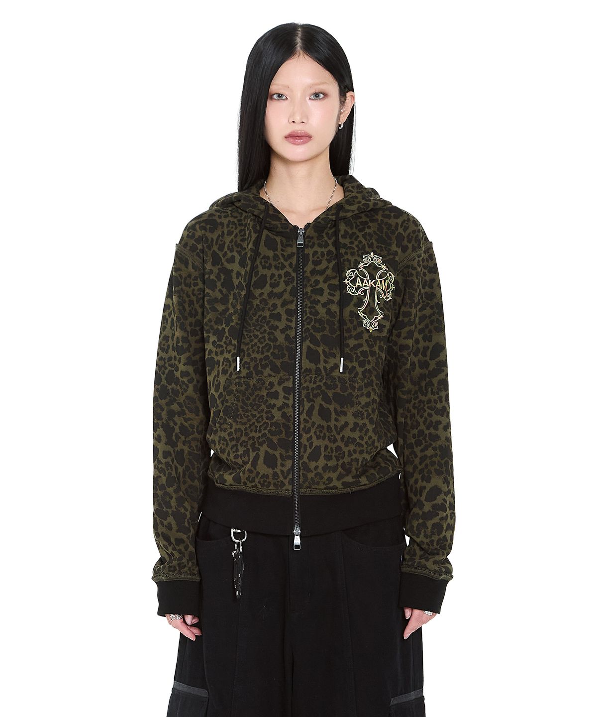 아캄(AAKAM) AKM CROS2 Leopard Zip-Up Hoodie (Khaki)