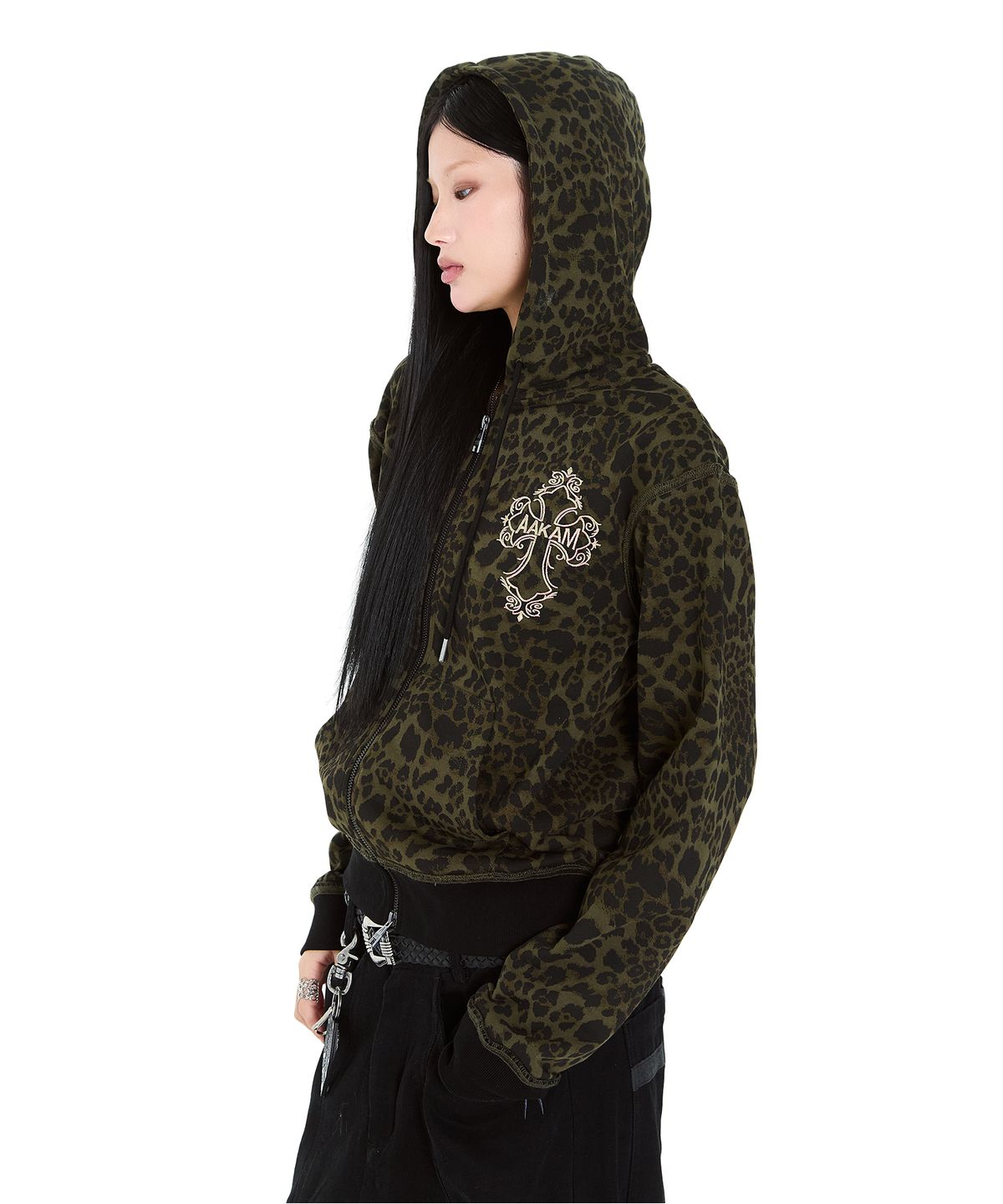 아캄(AAKAM) AKM CROS2 Leopard Zip-Up Hoodie (Khaki)
