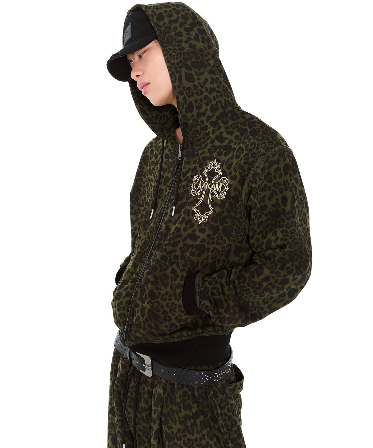 아캄(AAKAM) AKM CROS2 Leopard Zip-Up Hoodie (Khaki)