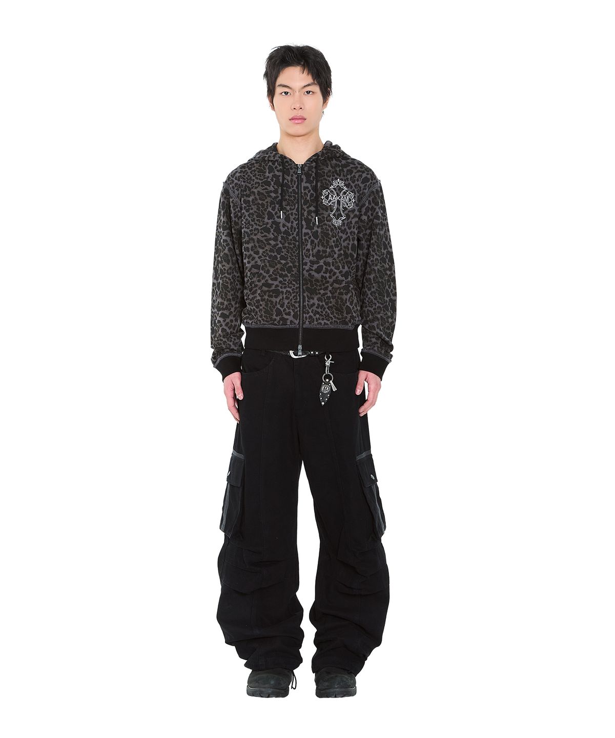 아캄(AAKAM) AKM CROS2 Leopard Zip-Up Hoodie (Charcoal)