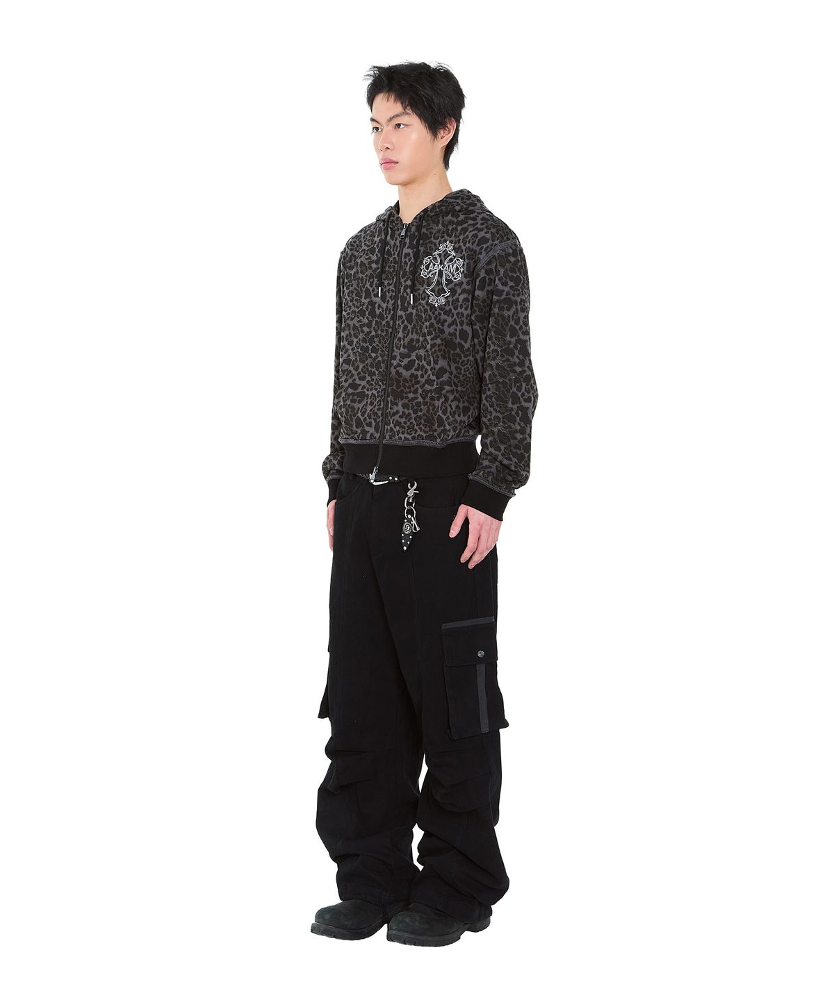 아캄(AAKAM) AKM CROS2 Leopard Zip-Up Hoodie (Charcoal)