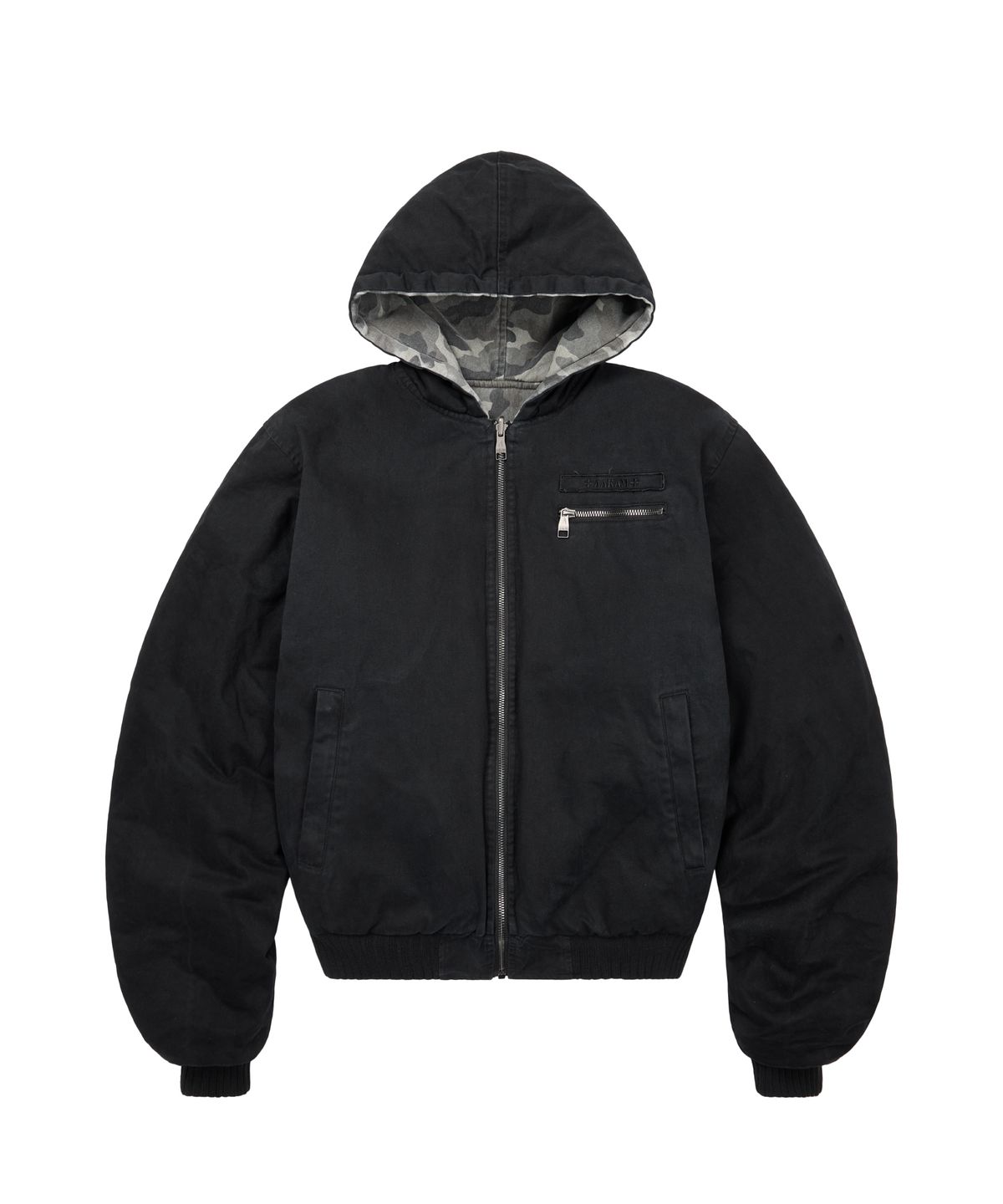 아캄(AAKAM) Camouflage Reversible Puffer Jacket (Black)