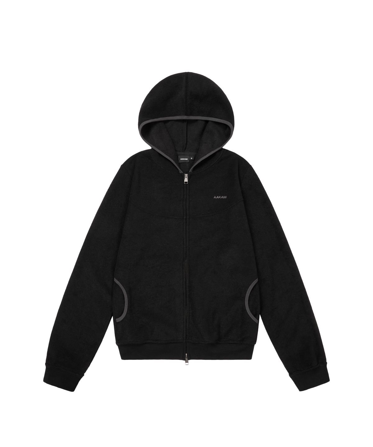 아캄(AAKAM) Incision Terry Zip-Up Hoodie (Black)