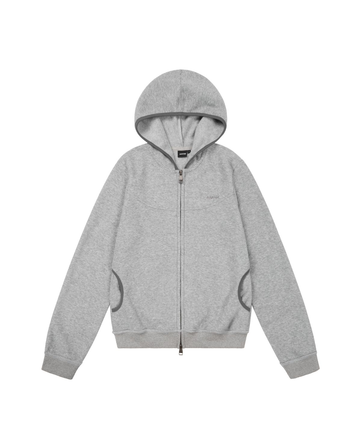 아캄(AAKAM) Incision Terry Zip-Up Hoodie (Gray)