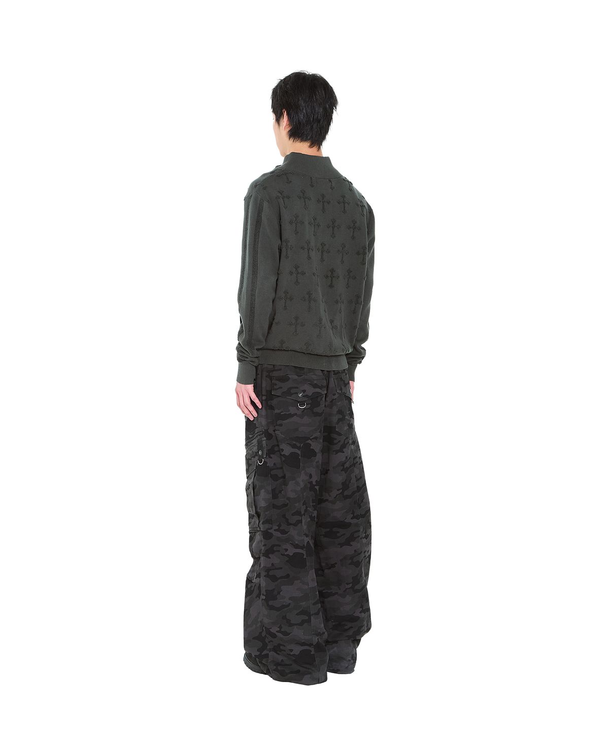 아캄(AAKAM) Cross Boucle Knit Zip-Up (Khaki)