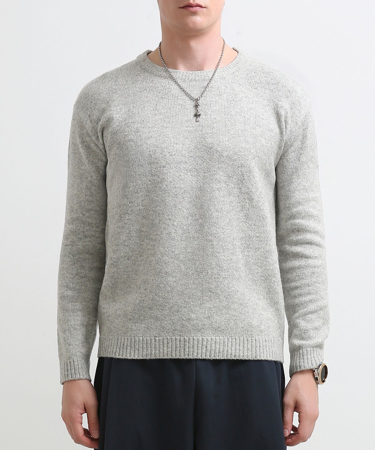 스트라이크(STRIKE) 파인블렌드 클래식 크루넥 니트 (LIGHT GREY)