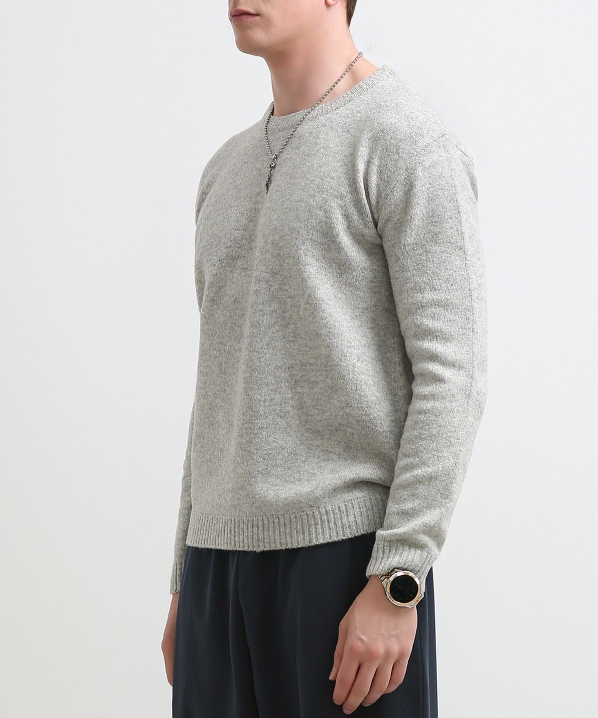 스트라이크(STRIKE) 파인블렌드 클래식 크루넥 니트 (LIGHT GREY)