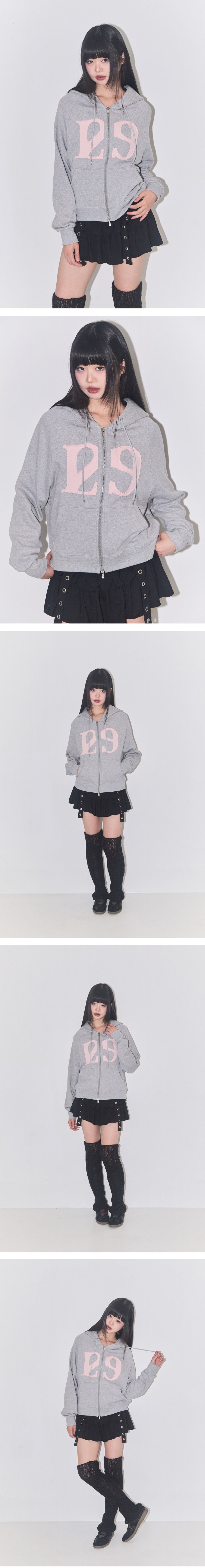 MUSINSA公式 | ILLIGO 129 Logo Patch Hood Zip-Up Light Gray