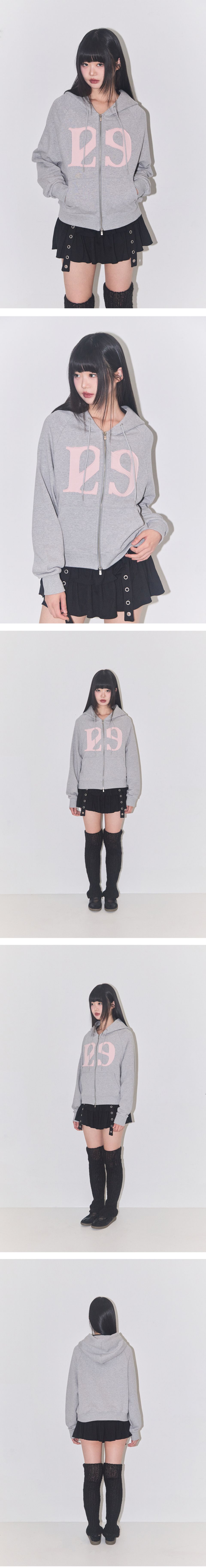 MUSINSA公式 | ILLIGO 129 Logo Patch Hood Zip-Up Light Gray