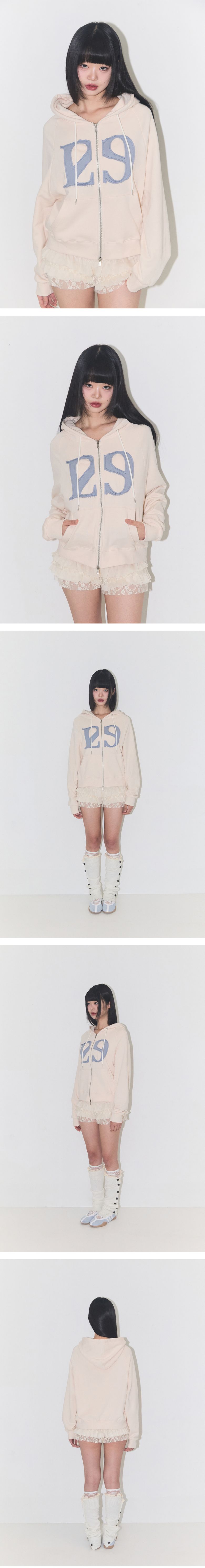 MUSINSA公式 | ILLIGO 129 ロゴパッチフードジップアップクリーム