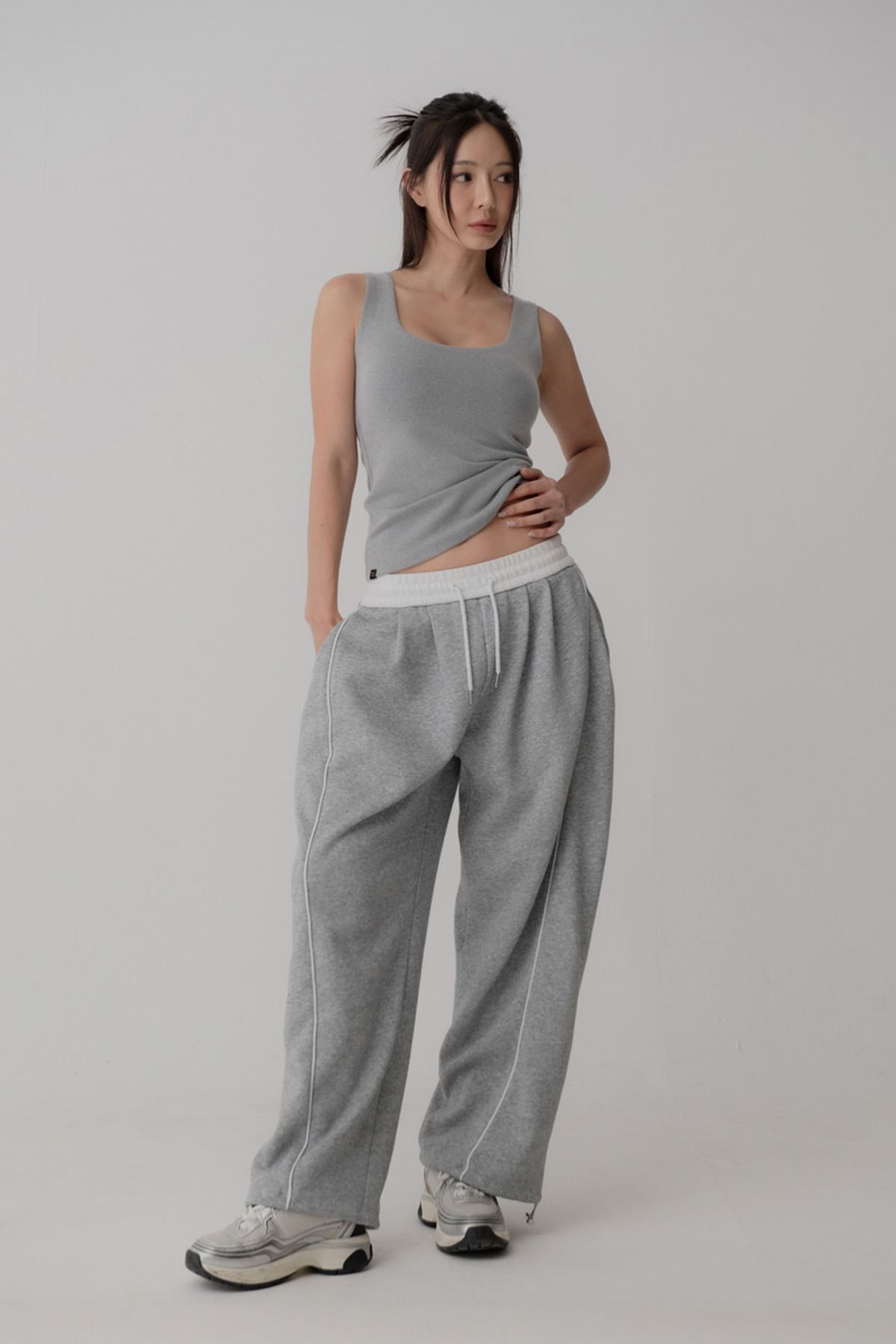 비나앤코(VINAANDCO) 겨살커버 양면기모 심플기본탑 - 멜란지그레이 (S/M/L/XL)