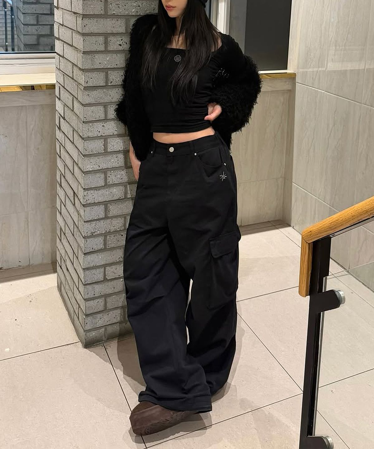로우그(RAWGUE) 온본 로고 카고 팬츠_블랙