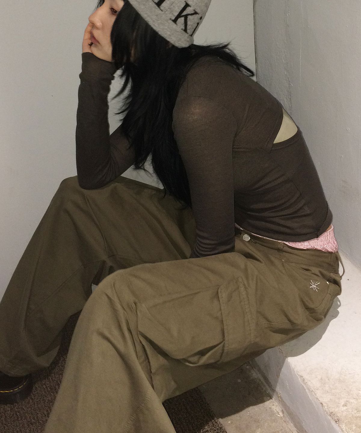 로우그(RAWGUE) 온본 로고 카고 팬츠_카키