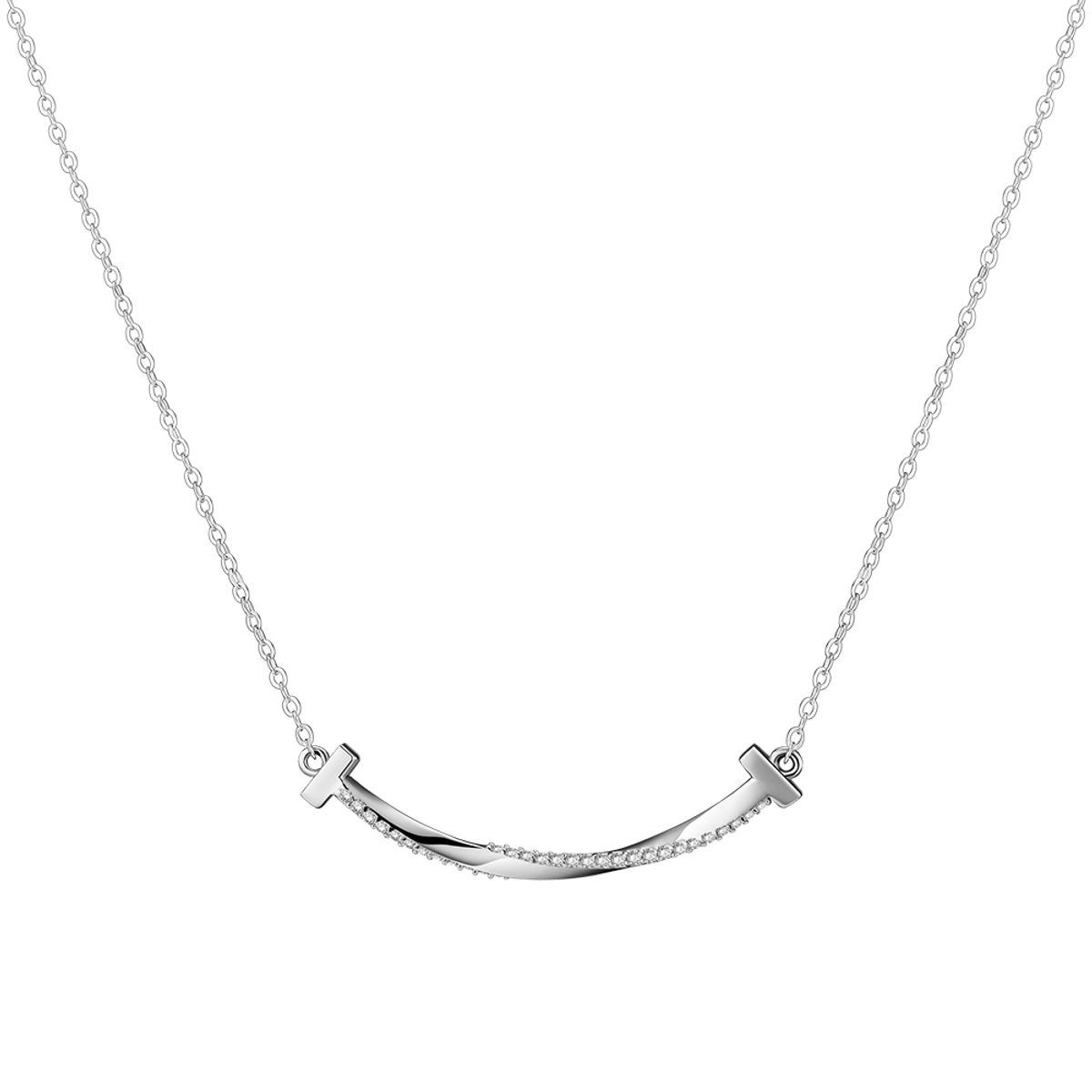 쥴리어스(JULIUS1) Silver925 cubic T smile necklace